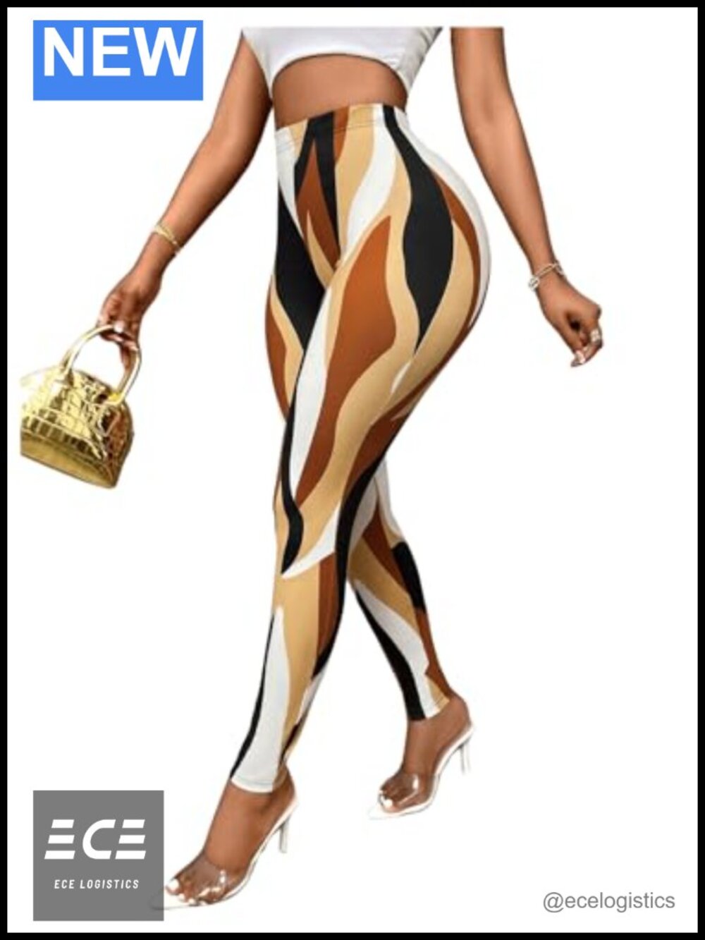 High Waisted Printed Leggings Slim Fit Stretchy Skinny Pants